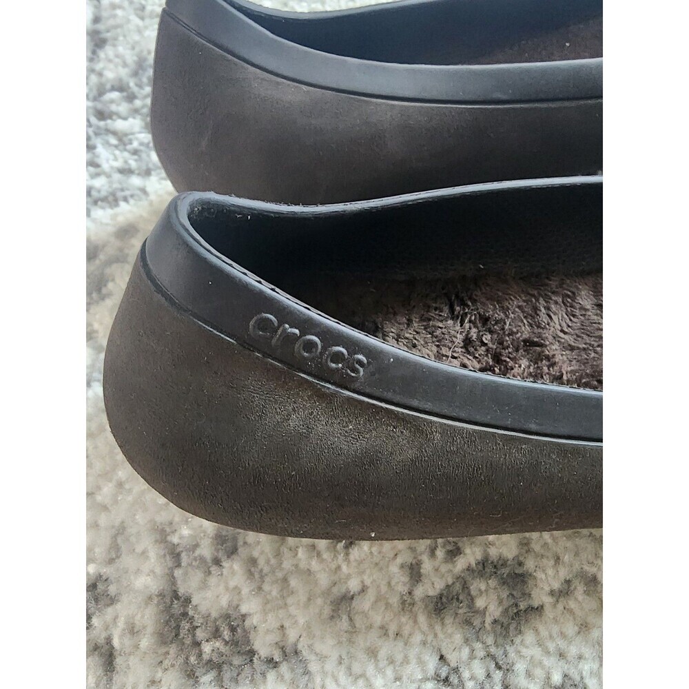 Crocs Women's Mammoth Ballerina Slip-On Dark Brown Flat Shoes - Size 10 - Picture 6 of 7
